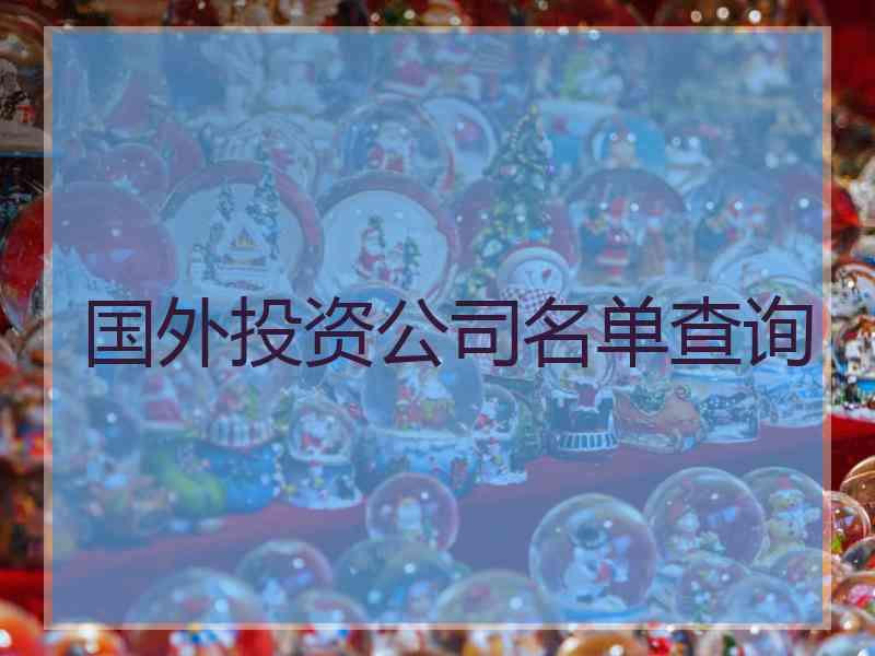 国外投资公司名单查询