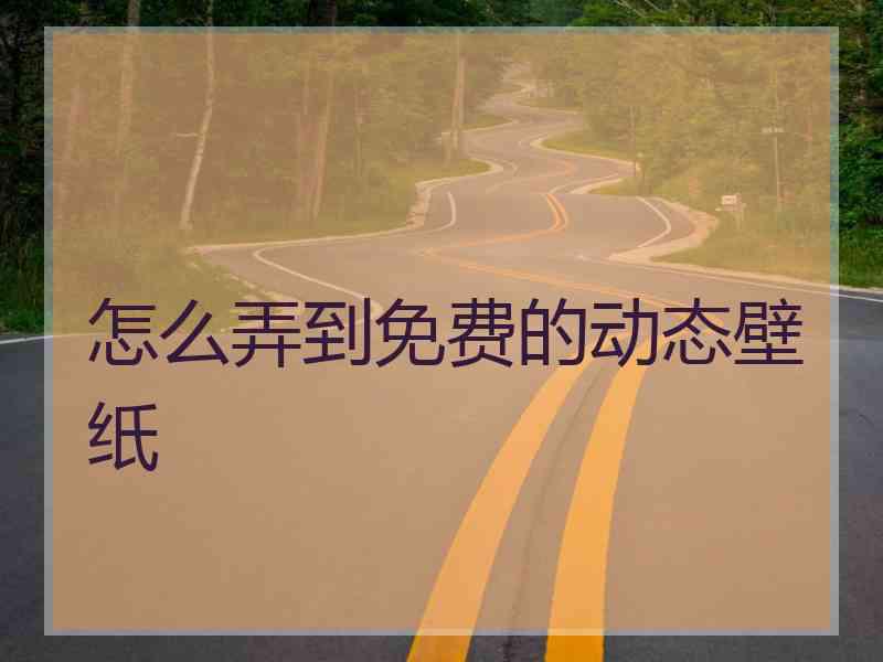 怎么弄到免费的动态壁纸