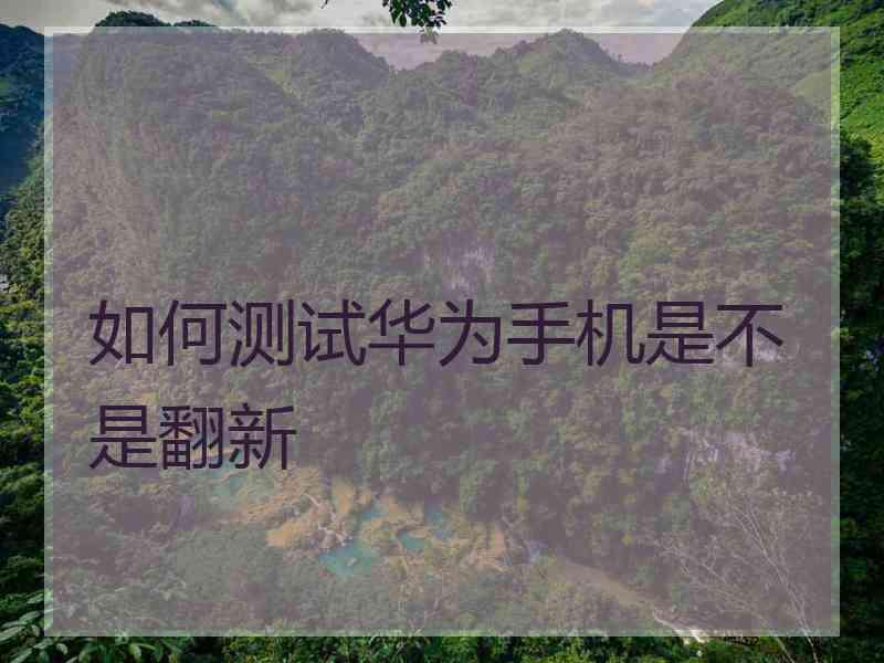 如何测试华为手机是不是翻新