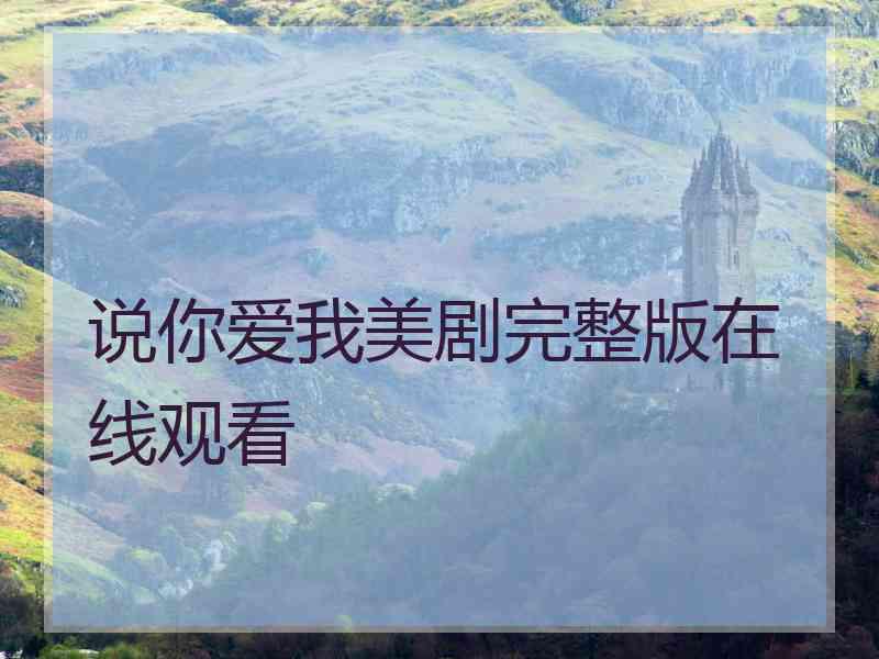 说你爱我美剧完整版在线观看