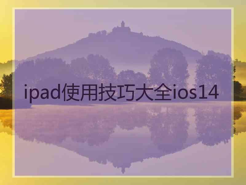 ipad使用技巧大全ios14