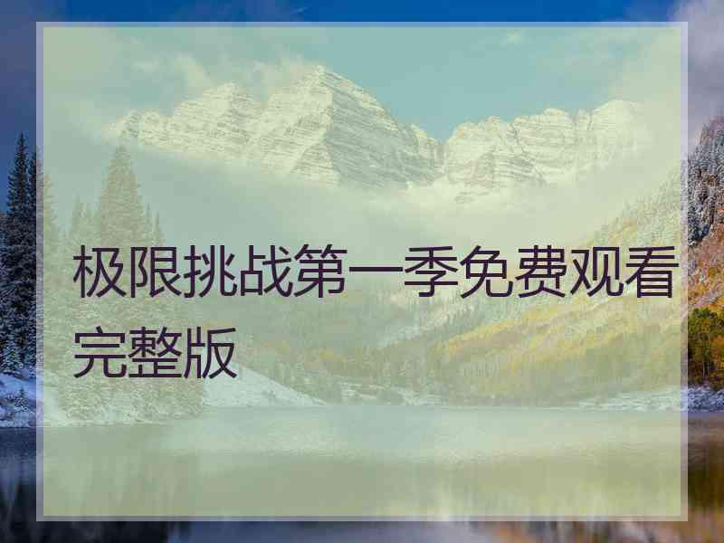 极限挑战第一季免费观看完整版