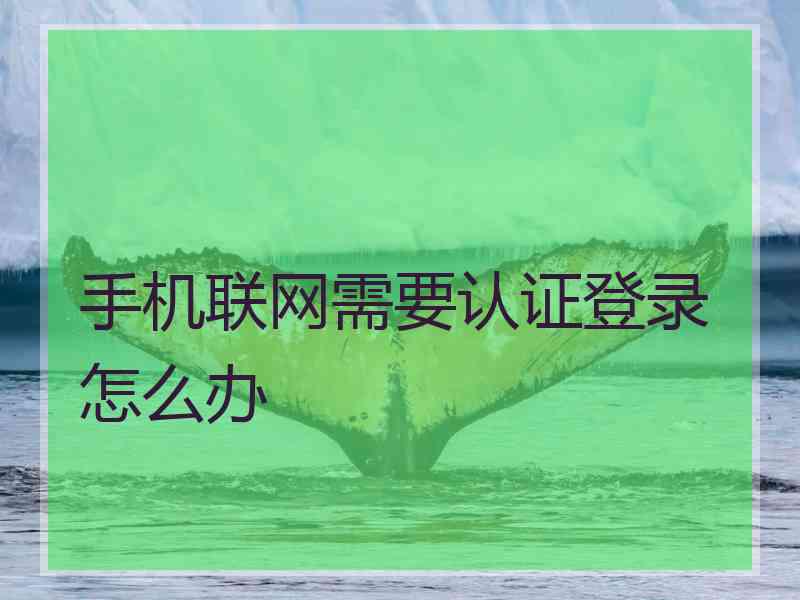 手机联网需要认证登录怎么办
