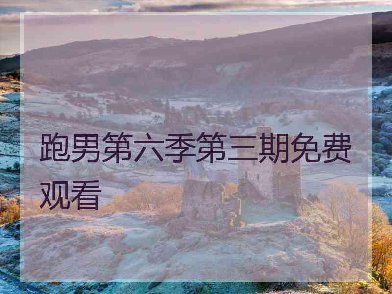 跑男第六季第三期免费观看