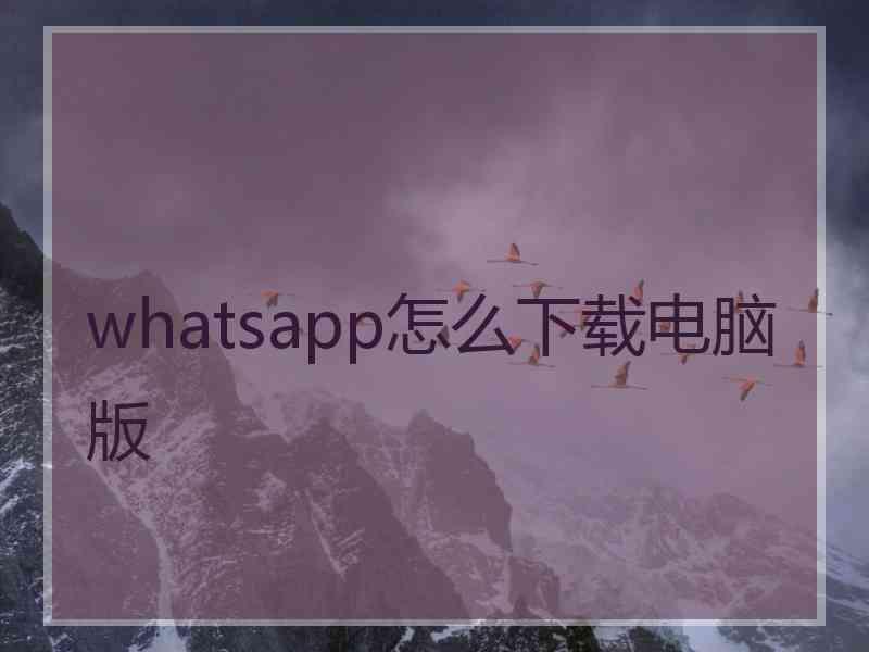 whatsapp怎么下载电脑版