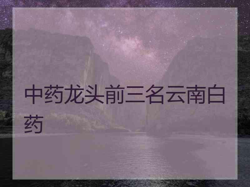 中药龙头前三名云南白药
