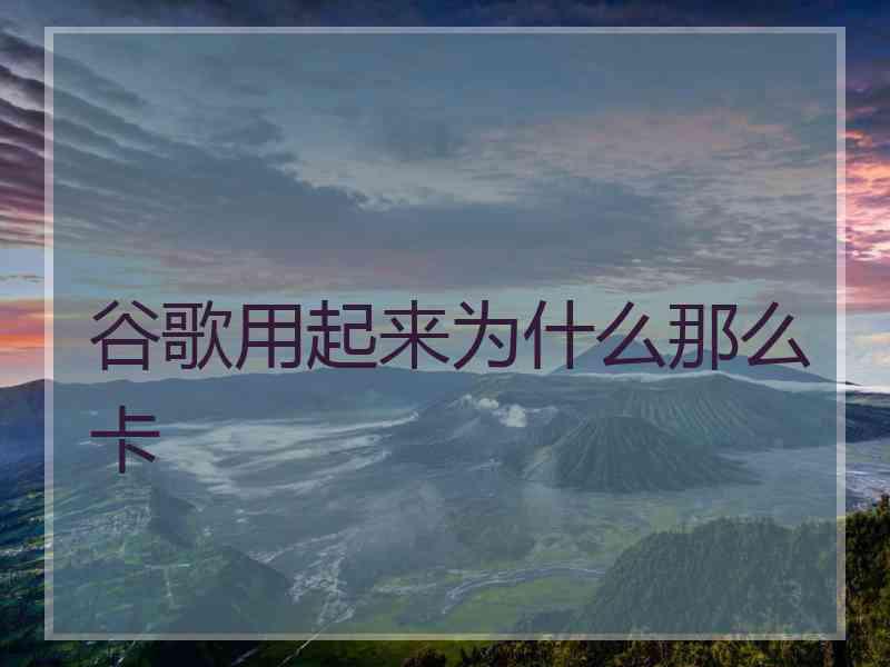谷歌用起来为什么那么卡