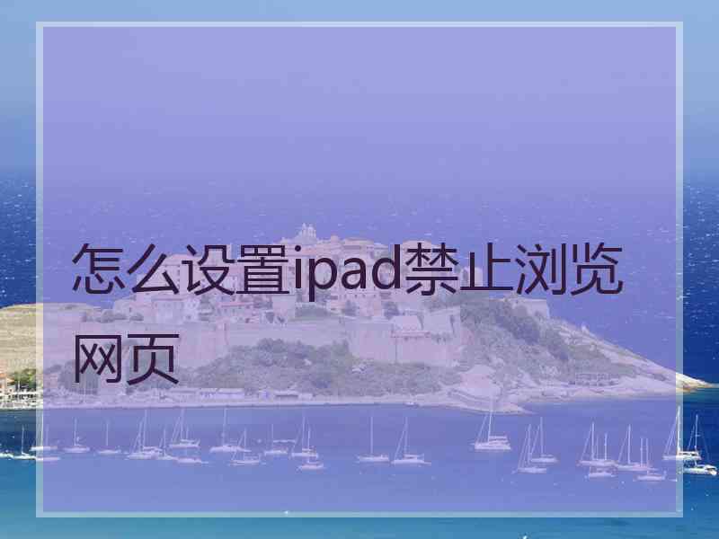 怎么设置ipad禁止浏览网页