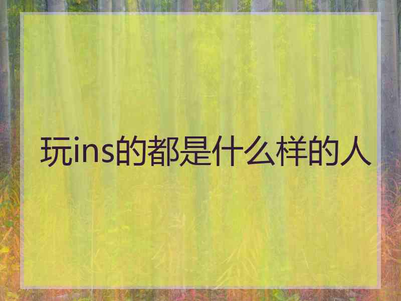 玩ins的都是什么样的人