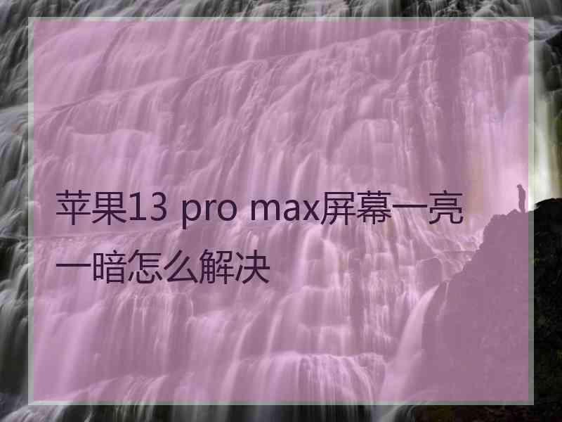 苹果13 pro max屏幕一亮一暗怎么解决