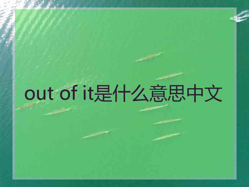 out of it是什么意思中文