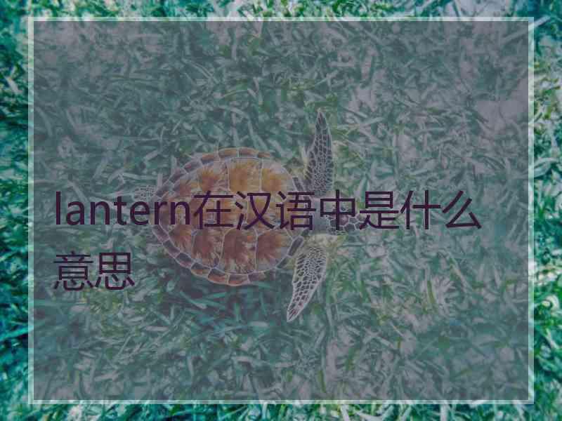 lantern在汉语中是什么意思