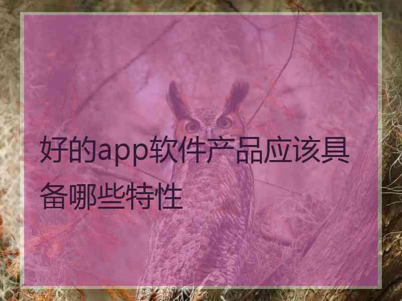 好的app软件产品应该具备哪些特性