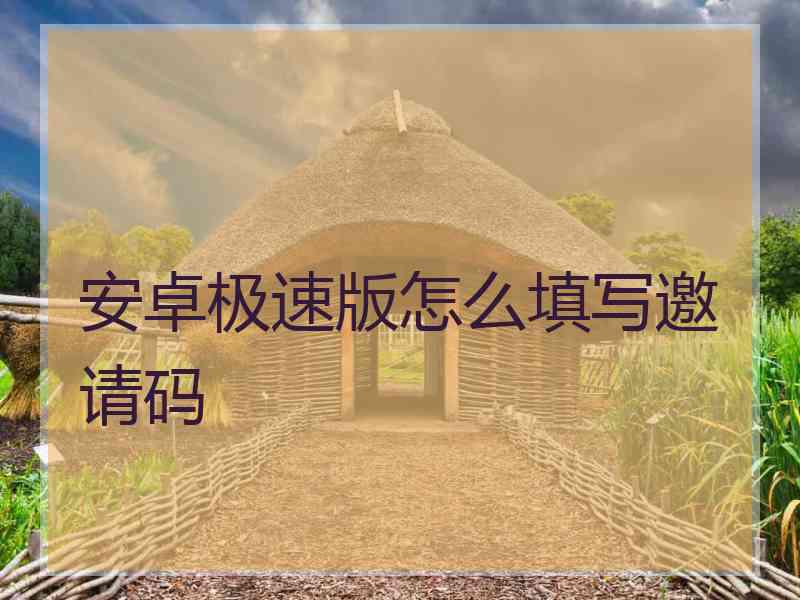 安卓极速版怎么填写邀请码