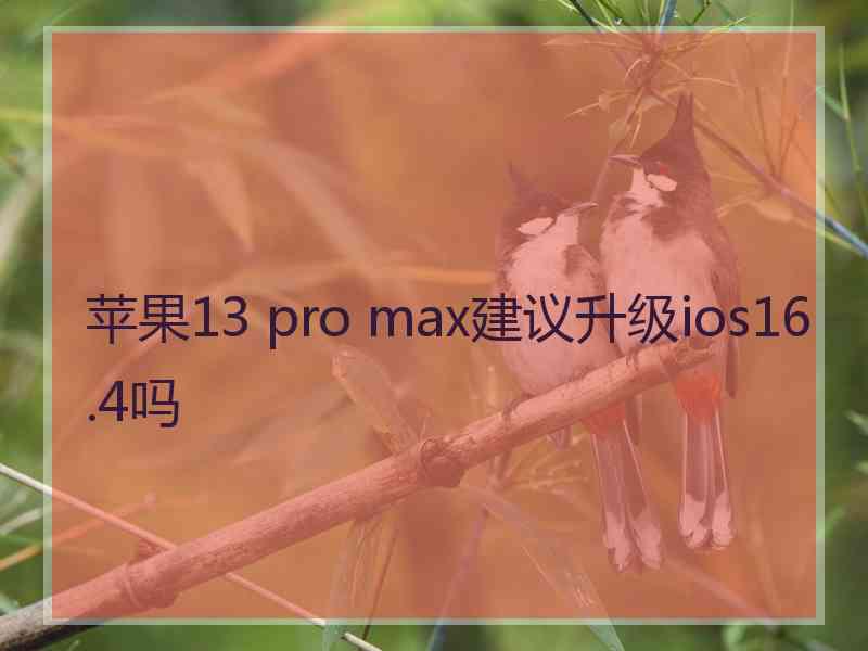 苹果13 pro max建议升级ios16.4吗