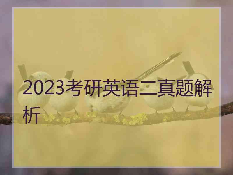 2023考研英语二真题解析