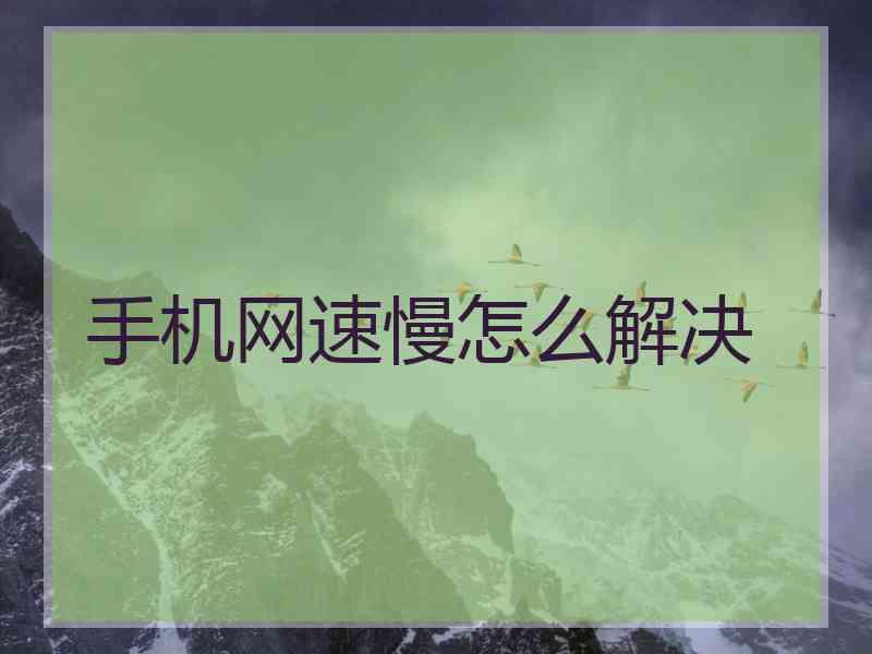 手机网速慢怎么解决