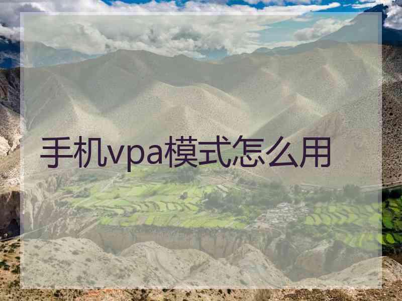 手机vpa模式怎么用