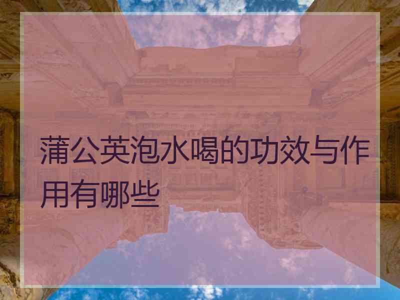 蒲公英泡水喝的功效与作用有哪些