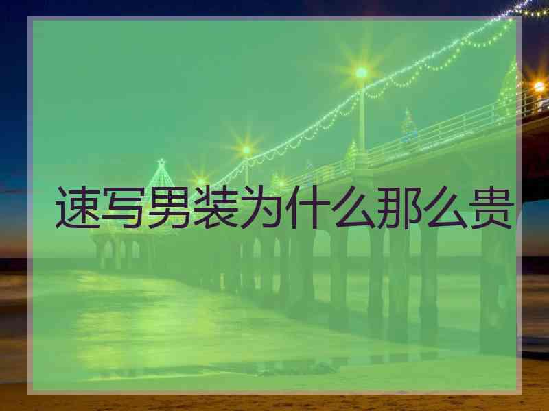 速写男装为什么那么贵