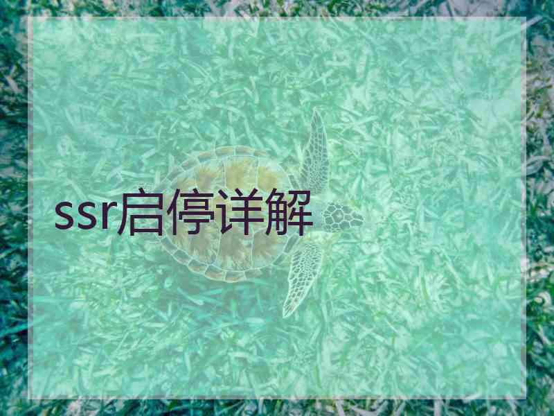 ssr启停详解