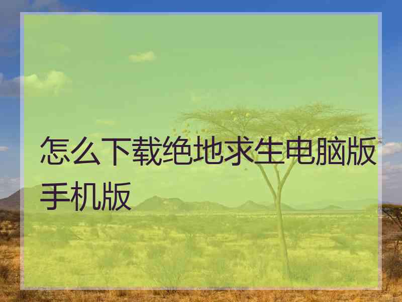 怎么下载绝地求生电脑版手机版