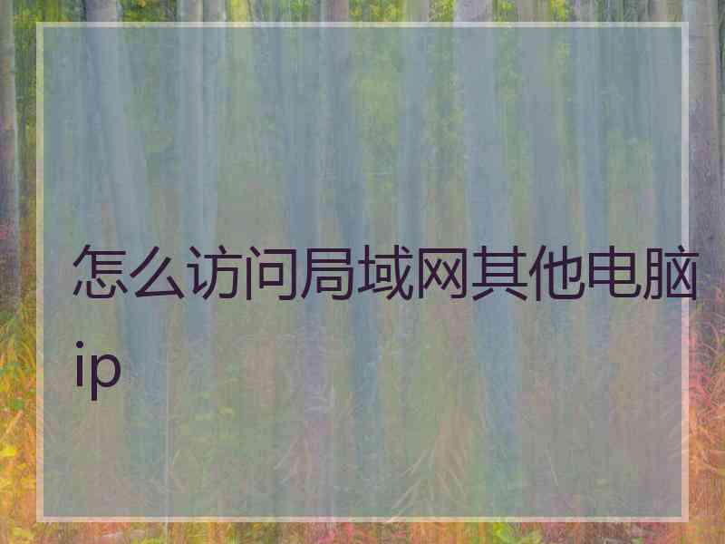 怎么访问局域网其他电脑ip