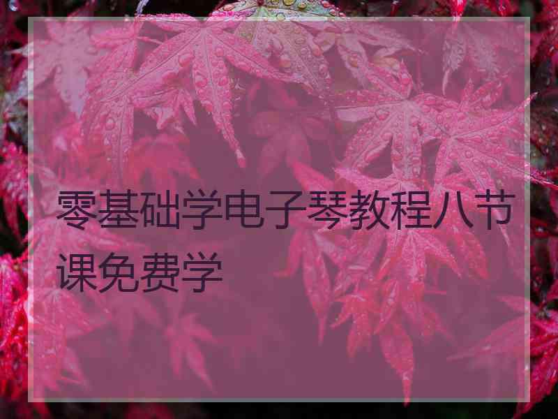 零基础学电子琴教程八节课免费学