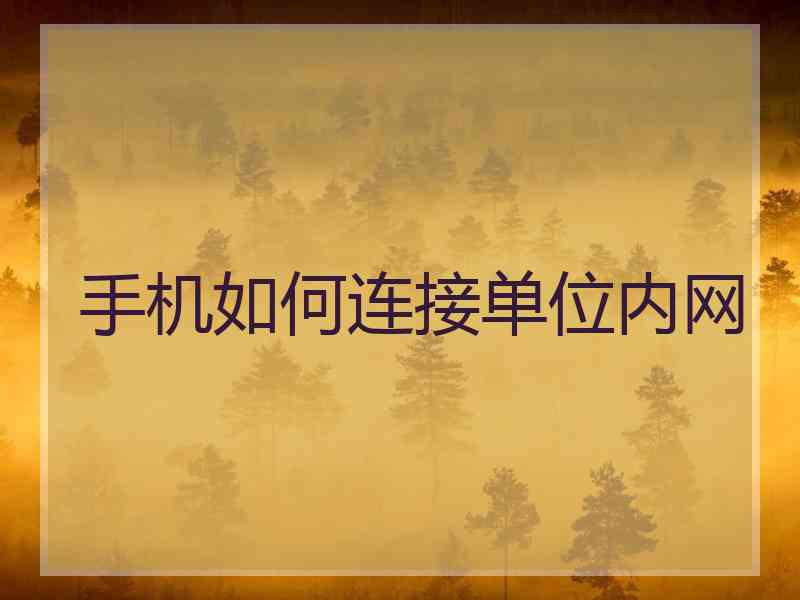 手机如何连接单位内网