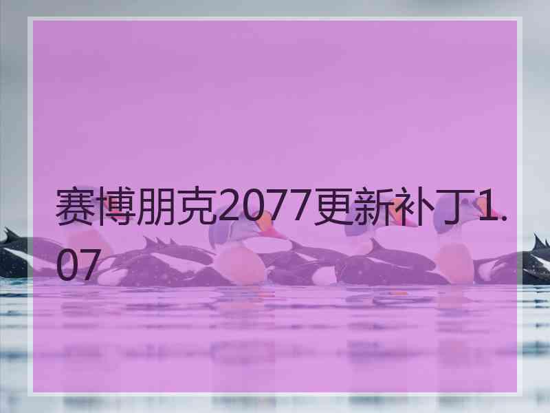 赛博朋克2077更新补丁1.07