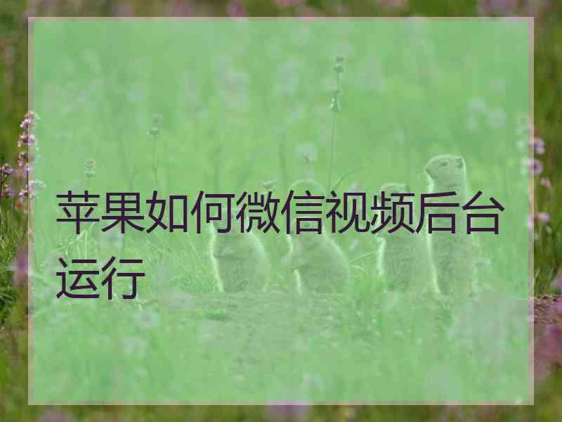 苹果如何微信视频后台运行