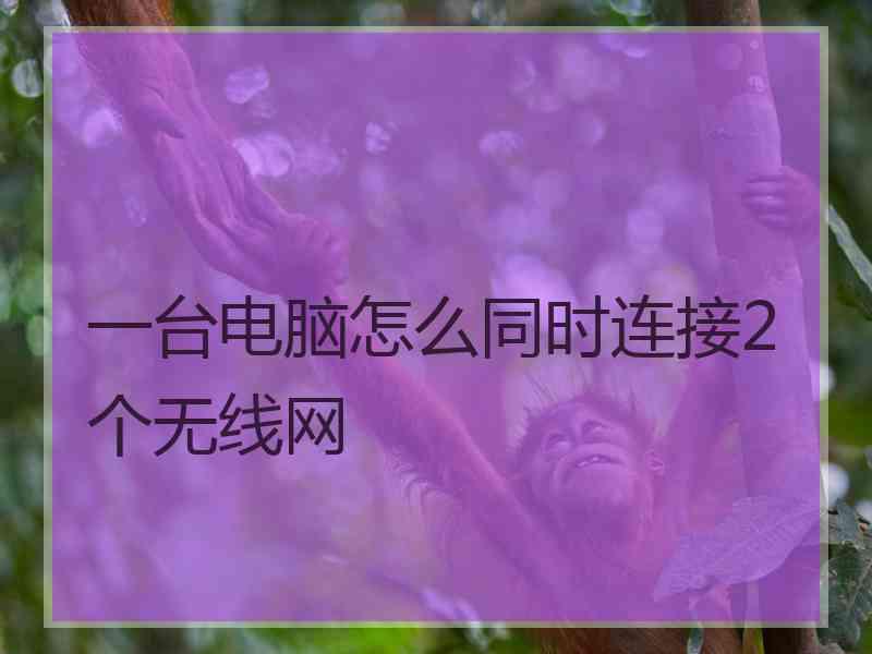 一台电脑怎么同时连接2个无线网