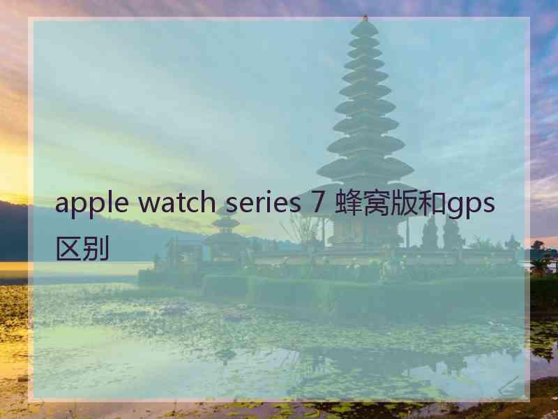 apple watch series 7 蜂窝版和gps区别