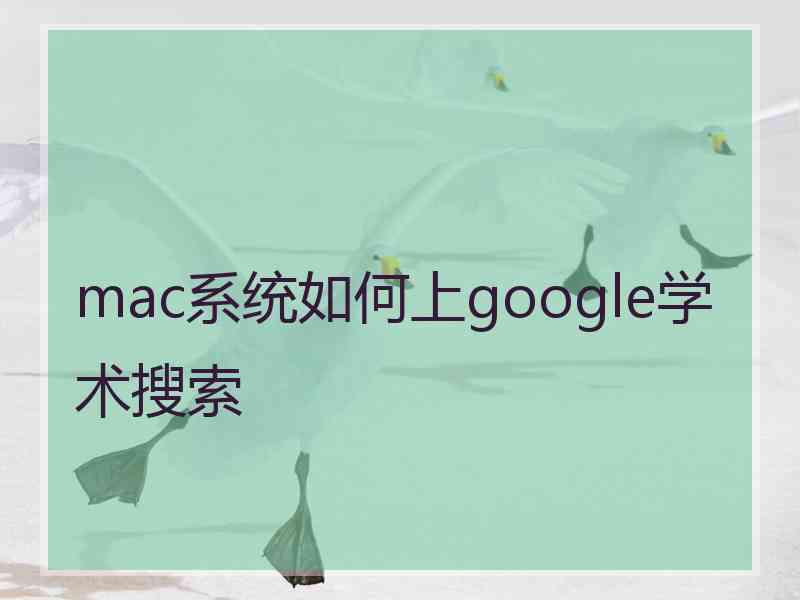 mac系统如何上google学术搜索