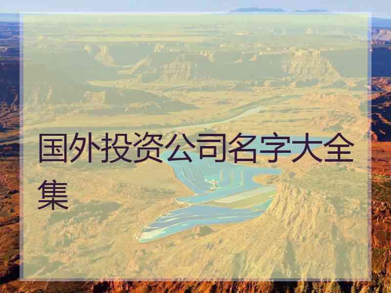 国外投资公司名字大全集
