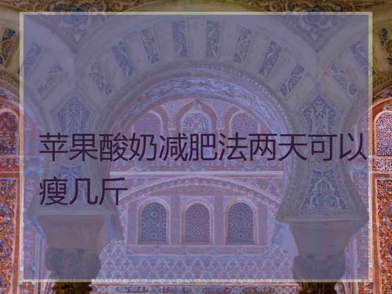 苹果酸奶减肥法两天可以瘦几斤