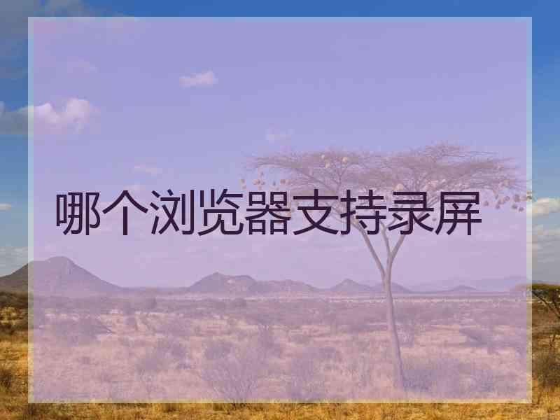 哪个浏览器支持录屏