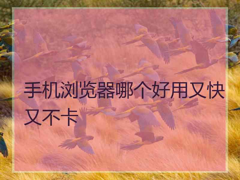 手机浏览器哪个好用又快又不卡