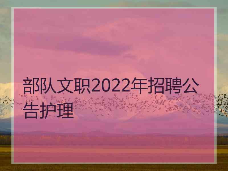 部队文职2022年招聘公告护理