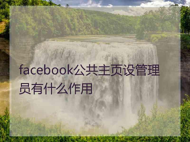 facebook公共主页设管理员有什么作用