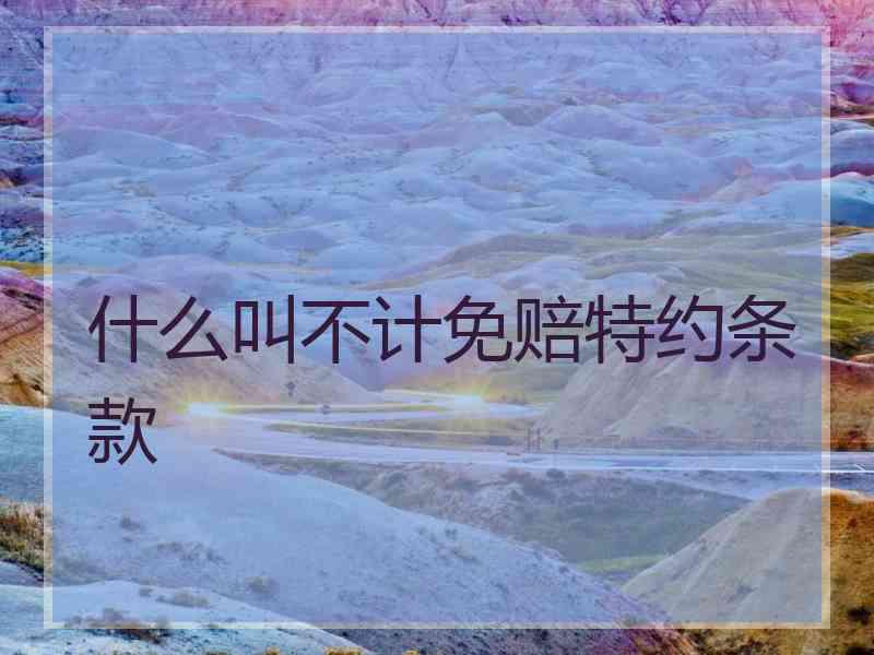 什么叫不计免赔特约条款