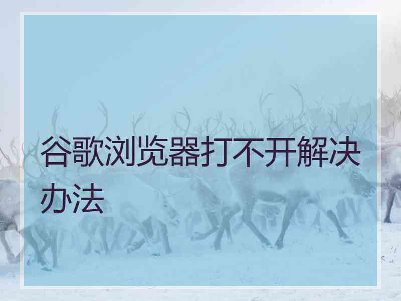 谷歌浏览器打不开解决办法
