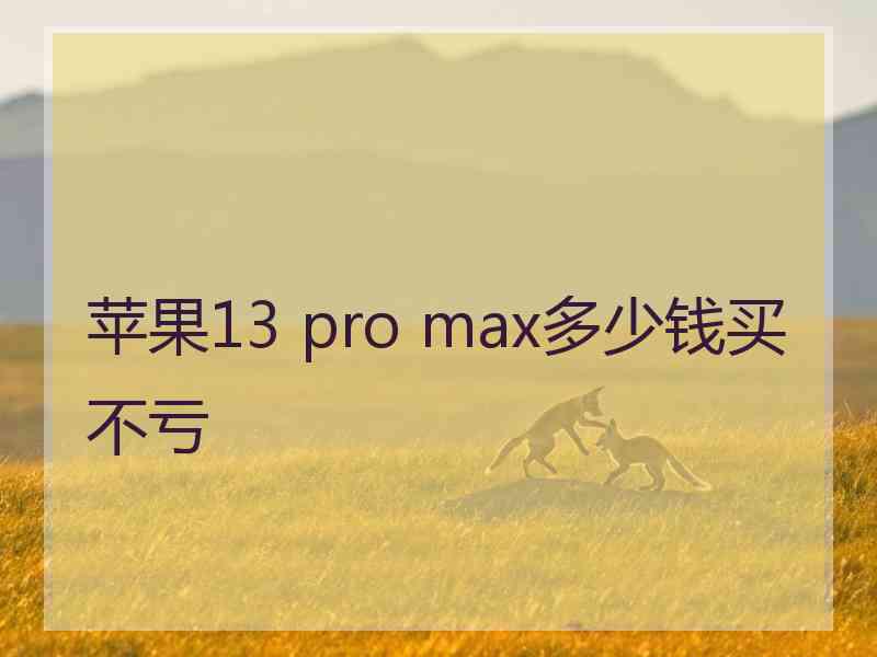 苹果13 pro max多少钱买不亏