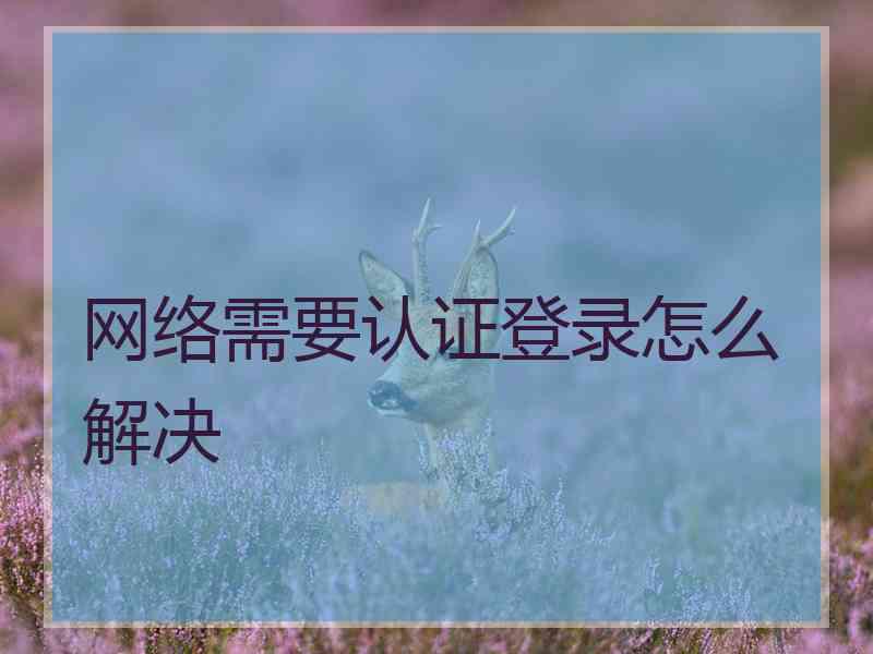 网络需要认证登录怎么解决