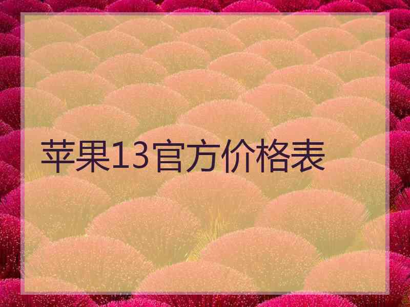 苹果13官方价格表