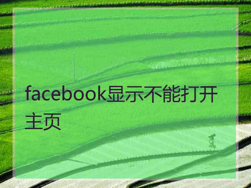 facebook显示不能打开主页