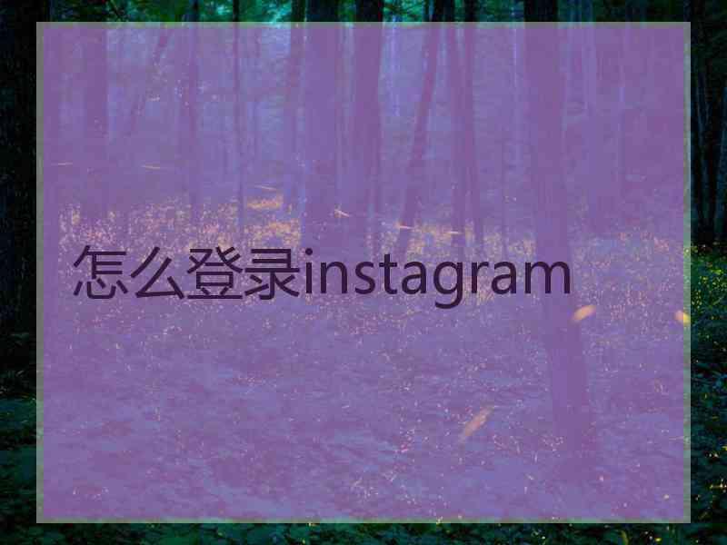 怎么登录instagram