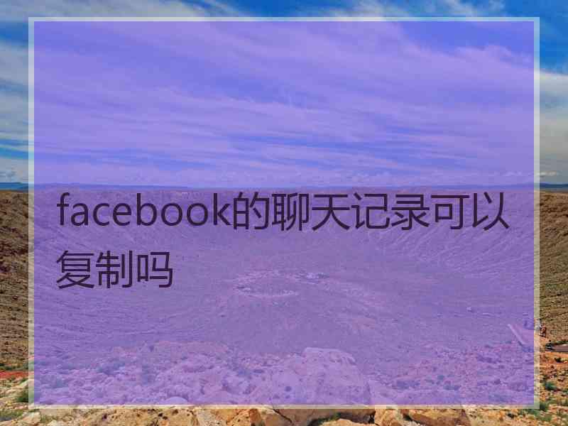 facebook的聊天记录可以复制吗