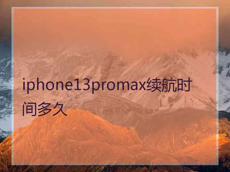 iphone13promax续航时间多久