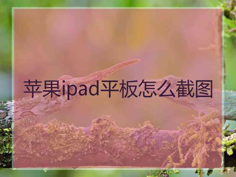 苹果ipad平板怎么截图